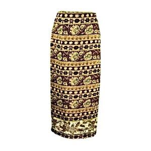 CASUAL CORNER Skirt Wrap Maxi VINTAGE Button Close Lined Browns Women's Size 6